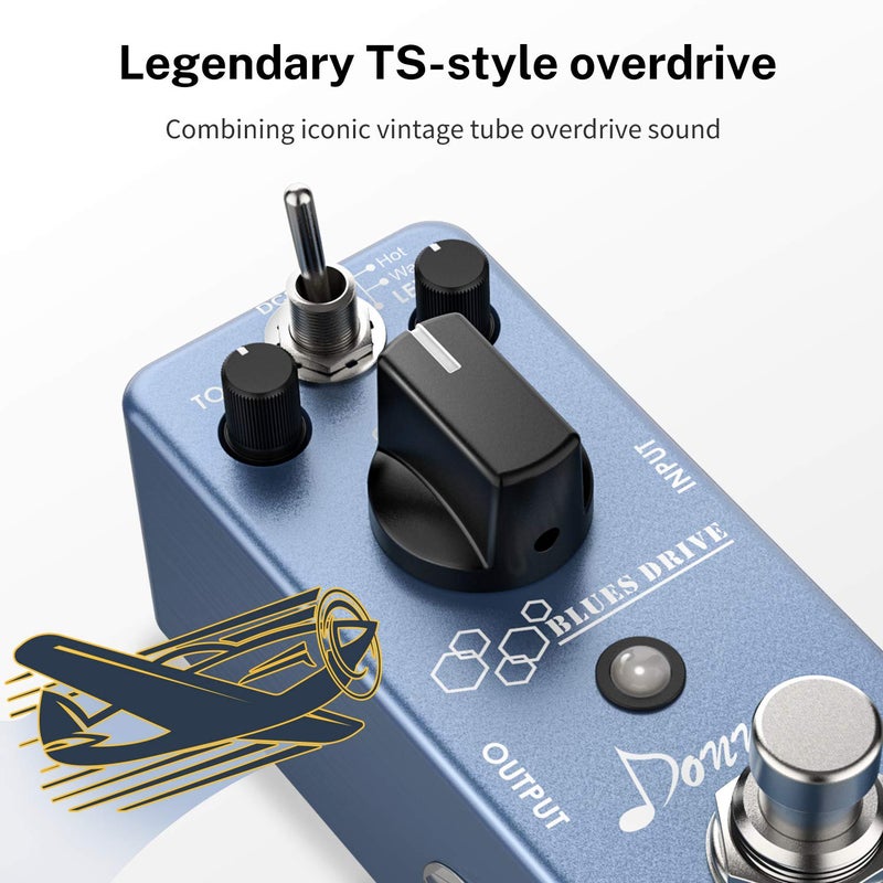 Donner Overdrive Guitar Pedal, Blues Drive Vintage Overdrive Effect Warm/Hot Modes for Pedal Boards Electric Guitar, True Bypass - Image 2
